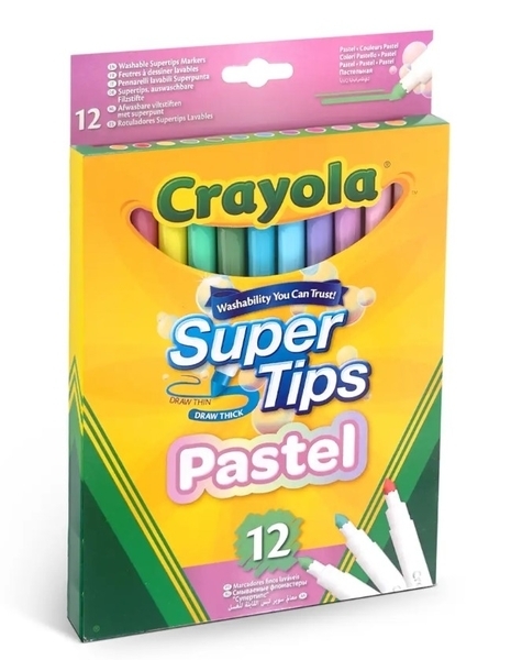 Набір фломастерів Crayola Supertips Washable, пастельні кольори, 12 шт (58-7515) - Pampik - 2
