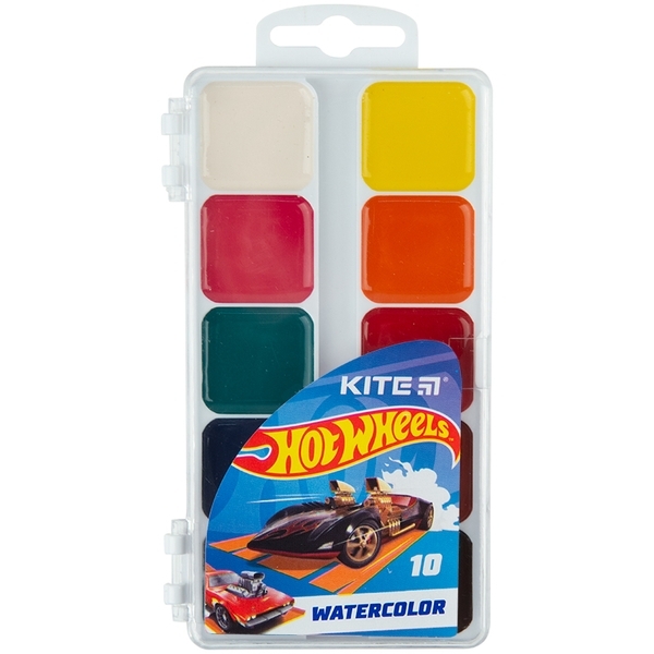Акварельные краски Kite Hot Wheels, 10 цветов (HW23-060) - Pampik