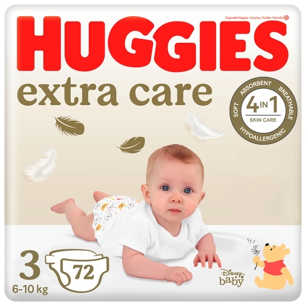 Підгузки на липучках Huggies Extra Care 3 (6-10 кг), 72 шт. - Pampik