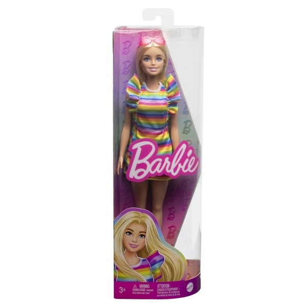 ​Кукла Barbie Fashionistas с брекетами в полосатом платье (HPF73) - Pampik - 6