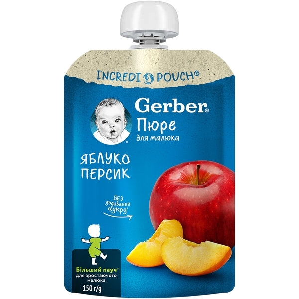 Фруктове пюре Gerber Pouch Яблуко і персик, 150 г - Pampik