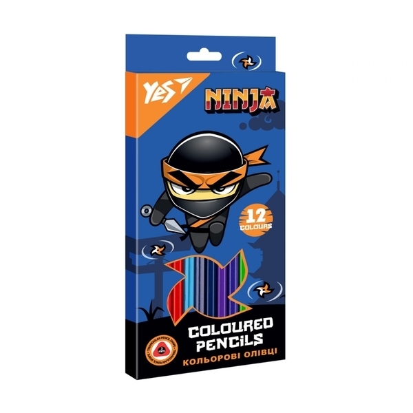 Олівці кольорові Yes Ninja, 12 шт (5056574419408) - Pampik