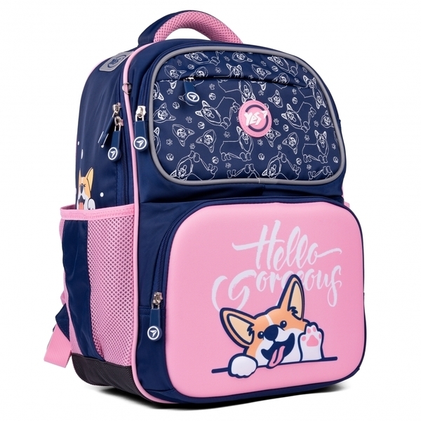 Рюкзак для дівчаток YES S-105 Corgi, 39х29х15 см, рожевий/синій (558986) - Pampik