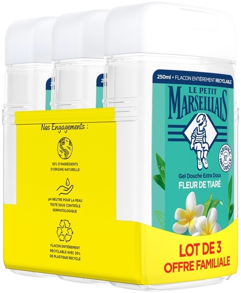 Набір гелів для душу Le Petit Marseillais Квітка тіаре, 3х250 мл - Pampik - 2