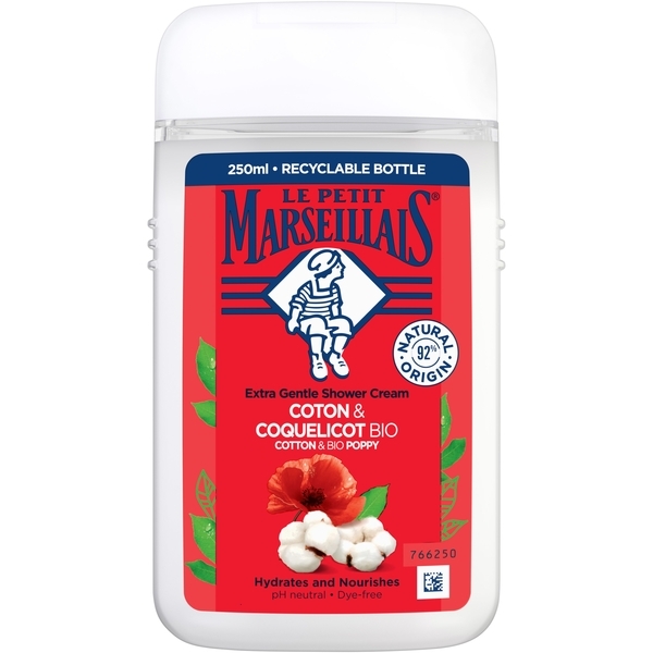Гель для душу Le Petit Marseillais Bio Бавовна та Мак, 250 мл - Pampik