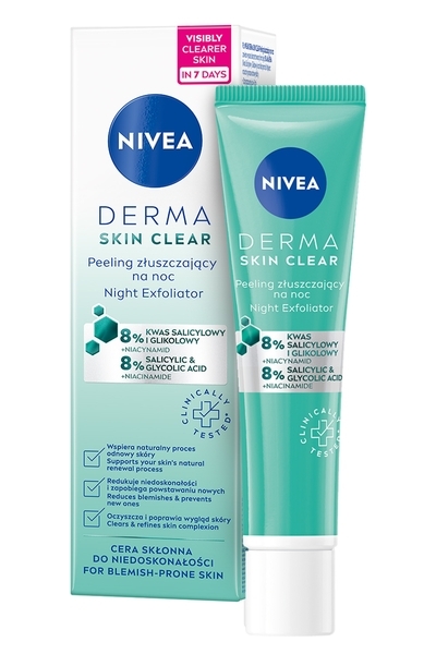 Ночной эксфолиант Nivea Derma Skin Clear, 40 мл - Pampik