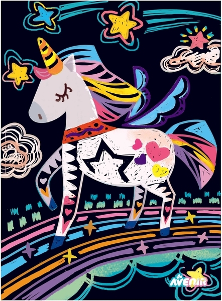 Набір для творчості Avenir скретч-арт Чарівні єдиноріжки, 4 аркуші (CH221571) - Pampik - 2