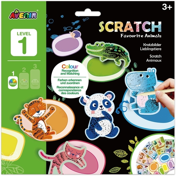 Набір для творчості Avenir скретч-арт Улюблені тварини, 1 рівень (CH211790) - Pampik