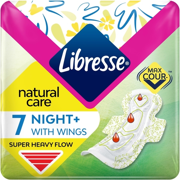 Прокладки гігієнічні Libresse Natural Care Maxi Night 7 - Pampik