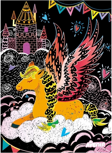 Набір для творчості Avenir скретч-арт Чарівні пегаси, 4 аркуші (CH221541) - Pampik - 3