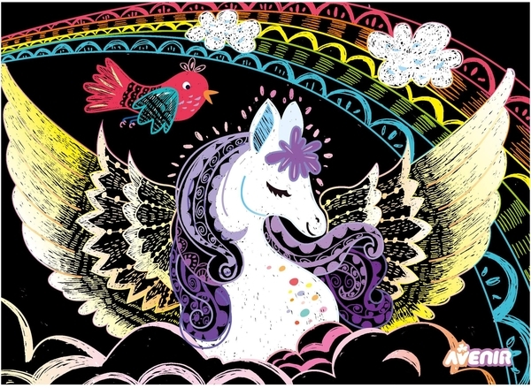 Набір для творчості Avenir скретч-арт Чарівні пегаси, 4 аркуші (CH221541) - Pampik - 5