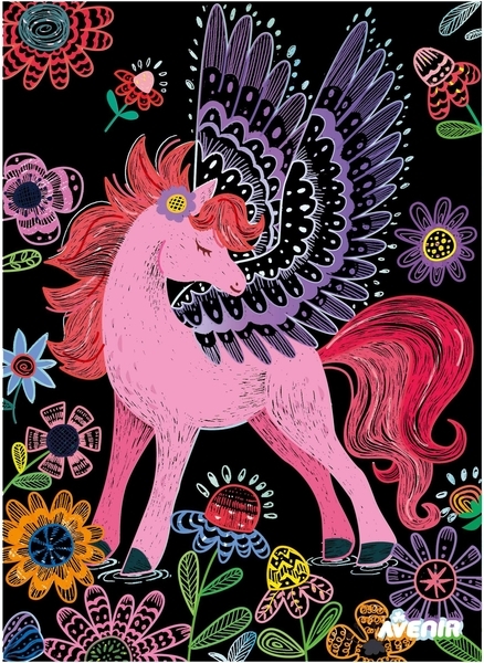 Набір для творчості Avenir скретч-арт Чарівні пегаси, 4 аркуші (CH221541) - Pampik - 2