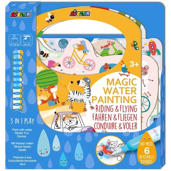 Набір для творчості 3в1 Avenir багаторазова водна розмальовка Транспорт, 6 аркушів (CH221779) - Pampik