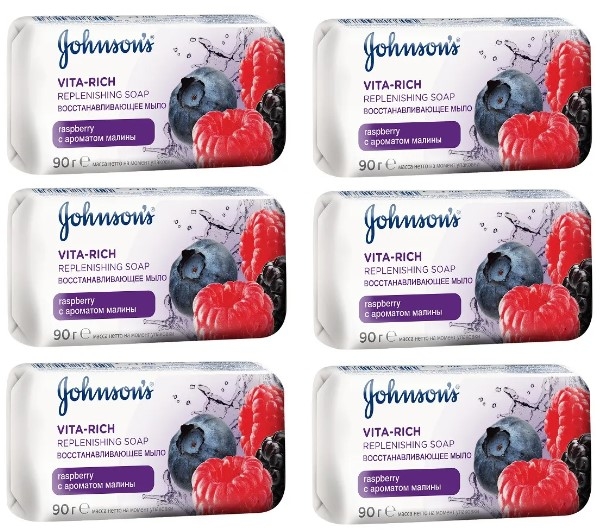 Мило Johnson's Body Care Vita Rich Відновлююче з екстрактом малини, 6 шт. по 90 г - Pampik