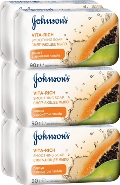 Мило Johnson's Body Care Vita Rich Пом'якшуюче з екстрактом папайї, 6 шт. по 90 г - Pampik