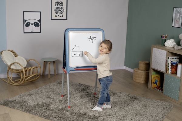 Двухсторонний мольберт Smoby Буквы и цифры на металлических ножках, синий (410308) - Pampik - 7