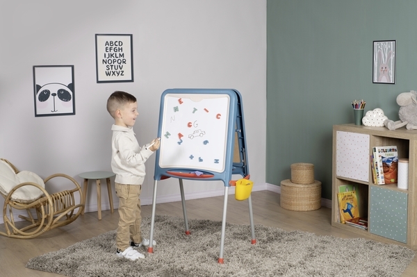 Двухсторонний мольберт Smoby Буквы и цифры на металлических ножках, синий (410308) - Pampik - 6