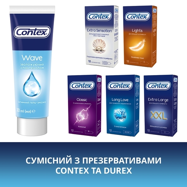 Інтимний гель-змазка Contex Wave зволожуючий з пантенолом, лубрикант, 30 мл - Pampik - 6