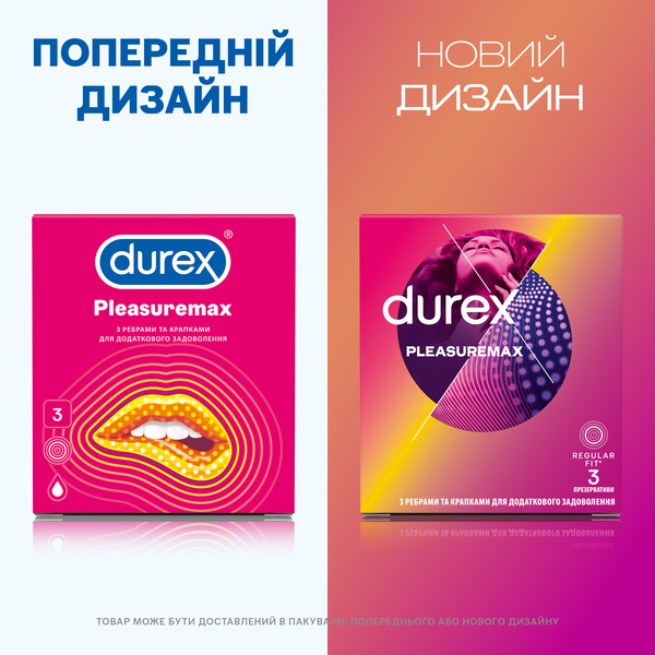 Презервативи латексні з силіконовою змазкою Durex Pleasuremax з ребрами та точками, 3 шт. - Pampik - 2