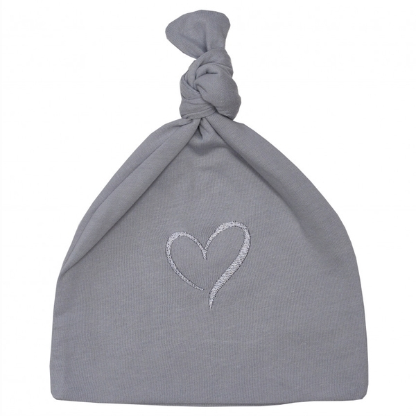 Шапочка-вузлик Twins Сердечко, інтерлок, 0-3 міс., grey, сірий (W122-TNT-10) - Pampik