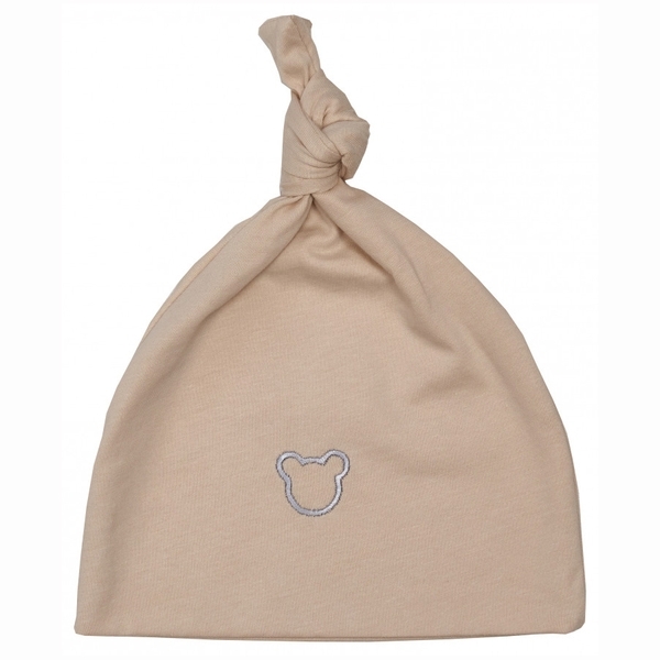 Шапочка-узелок Twins Мишка, интерлок, 0-3 мес., beige, бежевый (W125-TNВ-02) - Pampik