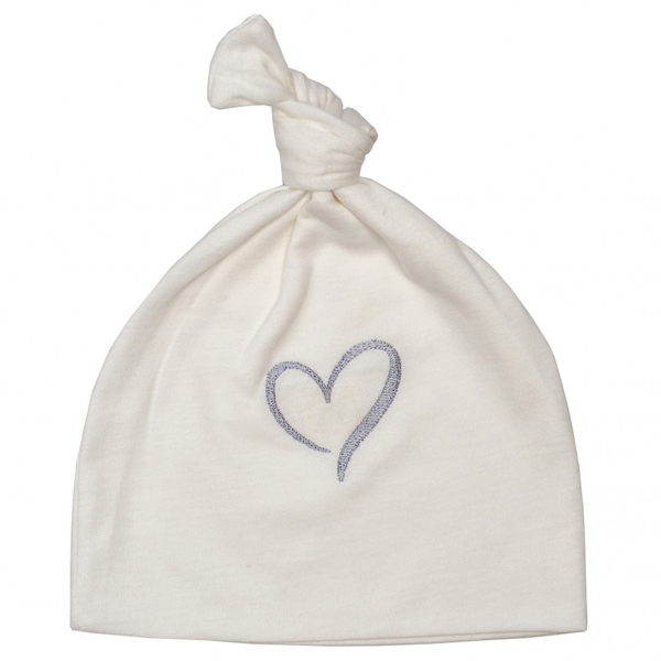 Шапочка-вузлик Twins Сердечко, інтерлок, 0-3 міс., ecru, світло-бежевий (W122-TNT-202) - Pampik