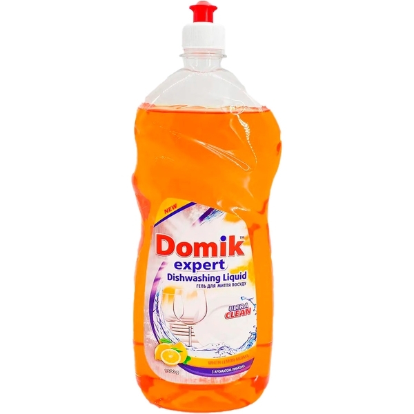 Гель для миття посуду Domik Expert із лимоном, 1500 мл - Pampik