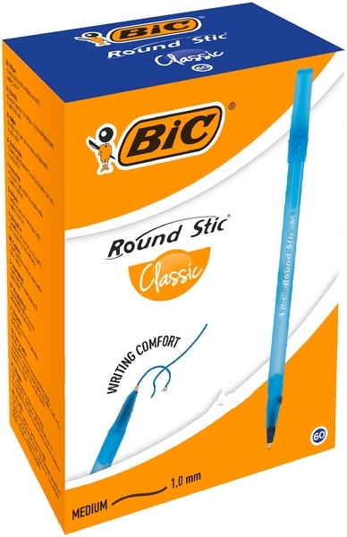 Ручка кулькова Bic Round Stic, синій, 20 шт. - Pampik - 4