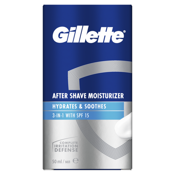 Бальзам після гоління Gillette 3в1 Hydrates & Soothes SPF+15, 50 мл - Pampik