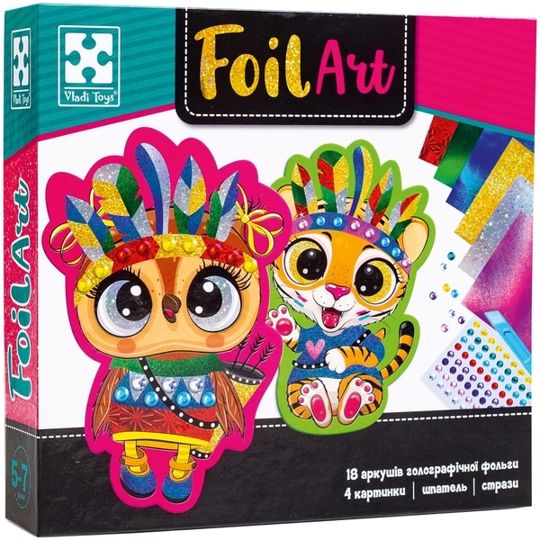 Набор для творчества Vladi Toys Foil Art Безумные индейцы, укр. (VT4433-09) - Pampik