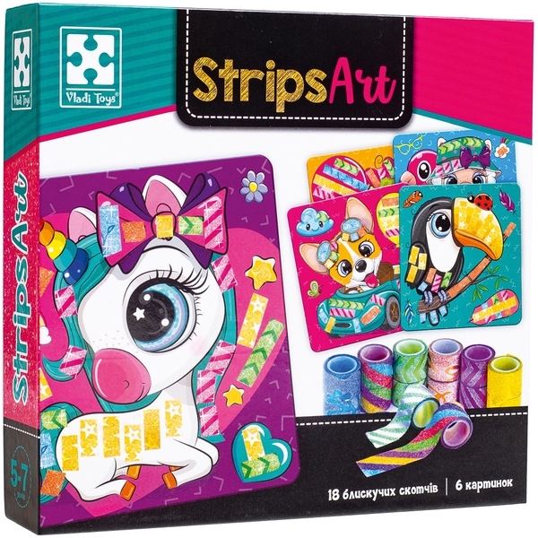 Набор для творчества Vladi Toys Strips Art Счастливые мордашки, укр. (VT4433-13) - Pampik