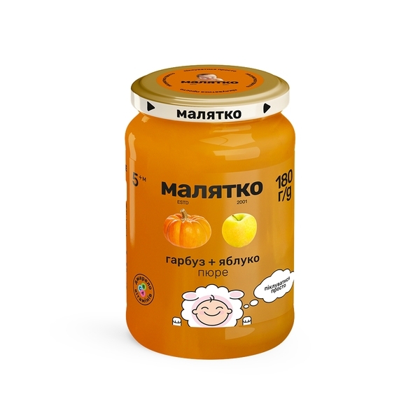 Пюре Малятко Гарбуз-яблуко, 180 г - Pampik