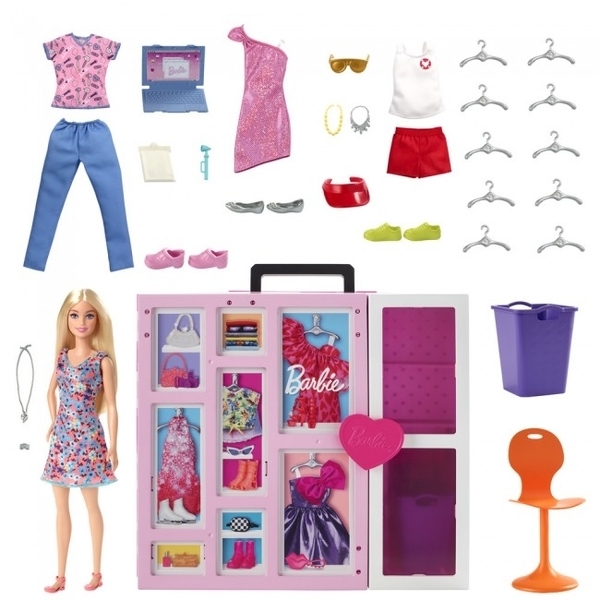 Двухэтажный шкаф мечты с куклой Barbie, 60 см (HGX57) - Pampik - 3