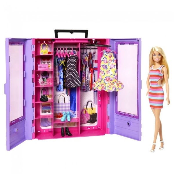 Бузкова шафа для одягу з лялькою Barbie (HJL66) - Pampik - 4