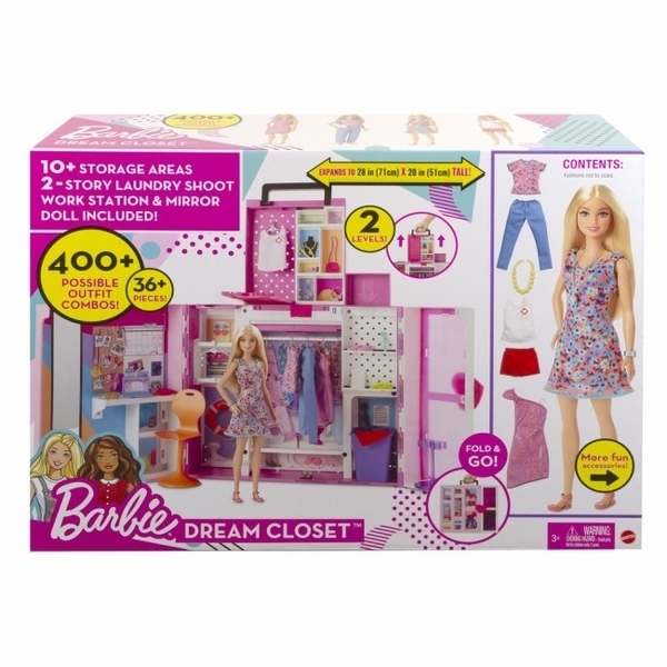 Двухэтажный шкаф мечты с куклой Barbie, 60 см (HGX57) - Pampik