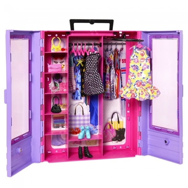 Бузкова шафа для одягу з лялькою Barbie (HJL66) - Pampik - 3
