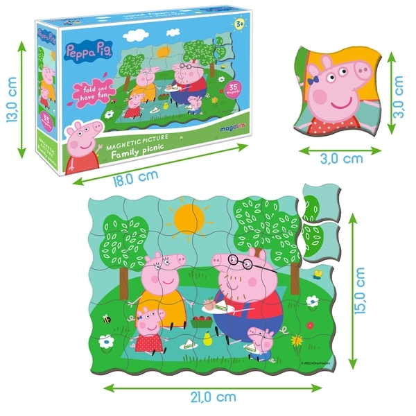 Набор магнитов Magdum Свинка Пеппа Пикник, 35 шт. (МЕ 5031-08) - Pampik - 5
