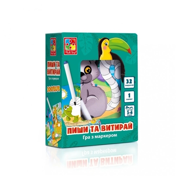Игра настольная Vladi Toys Пиши и вытирай Зоопарк (VT5010-20) - Pampik