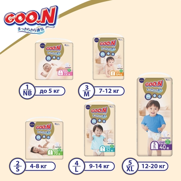 Підгузки Goo.N Premium Soft на липучках, р.2(S) (4-8 кг), 140 шт. - Pampik - 12