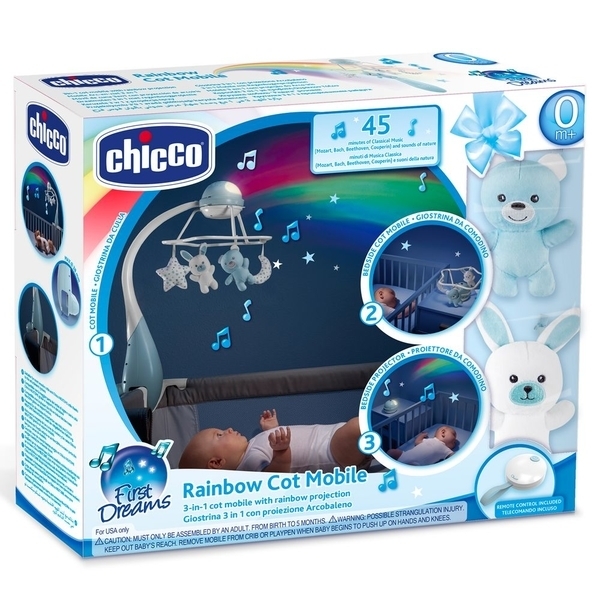 Мобіль-проектор на ліжечко 3 в 1 Chicco Веселка, блакитний (11041.20) - Pampik - 10