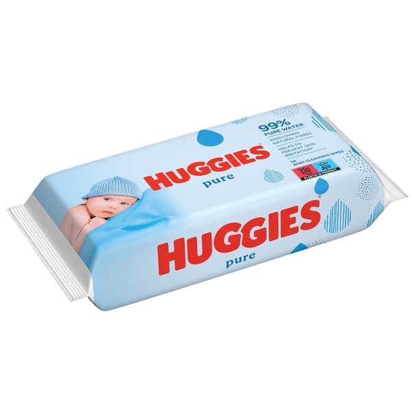 Вологі серветки Huggies Pure, 56 шт. - Pampik
