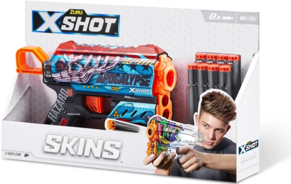 Скорострільний бластер Zuru X-Shot Skins Flux Apocalypse, 8 патронів (36516G) - Pampik - 5
