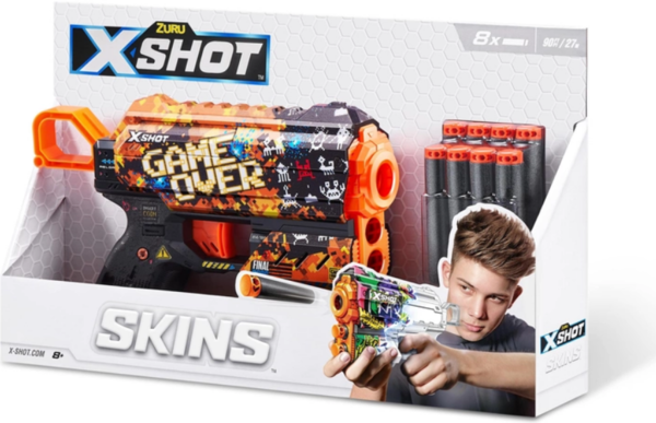 Скорострільний бластер Zuru X-Shot Skins Flux Game Over, 8 патронів (36516E) - Pampik - 4