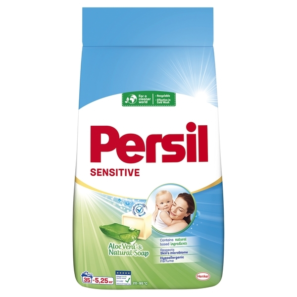Пральний порошок Persil Sensitive для білих тканин, 5,25 кг, 35 циклів прання - Pampik