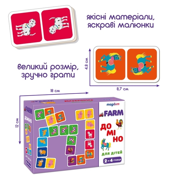 Гра настільна розвиваюча Magdum Доміно Тварини (ME5032-22) - Pampik - 3