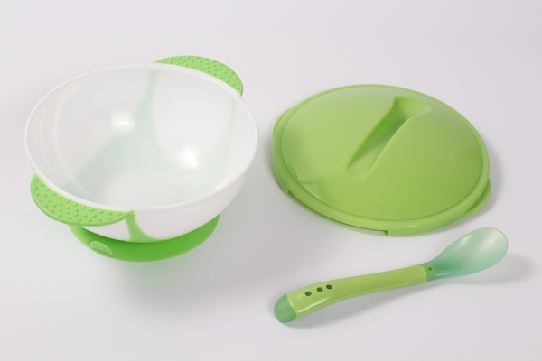 Тарілка на присосці з кришкою та термоложкою Lindo, зелений (А 50) - Pampik - 2