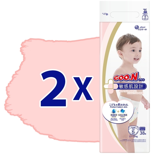 Підгузки на липучках GOO.N Plus XL (12-20 кг), 76 шт. - Pampik - 2