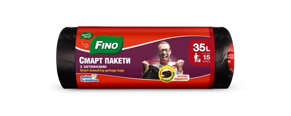 Пакеты для мусора Fino Крепкие, с затяжками, 35 л, 15 шт.