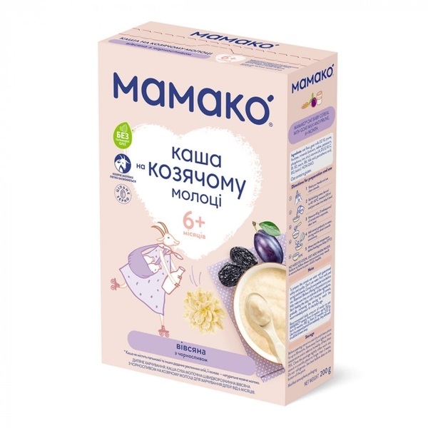 Каша на козячому молоці МАМАКО Вівсяна з чорносливом, 200 г - Pampik