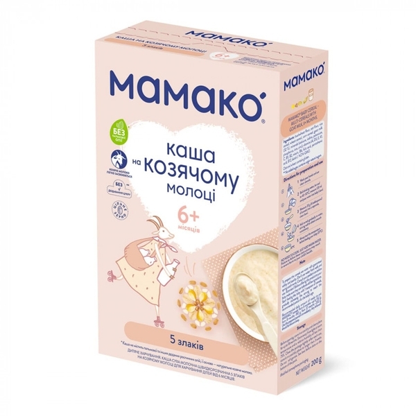 Молочная каша на козьем молоке МАМАКО 5 злаков, 200 г - Pampik